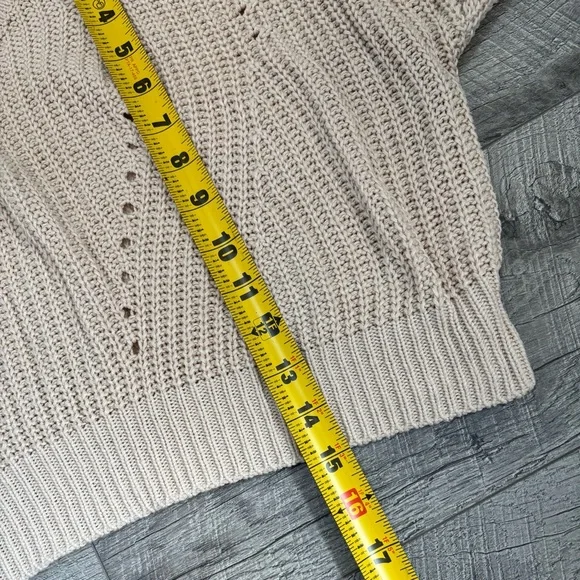 Jon & Anna Cream Pointelle Knit Cropped Sweater - Size M - Boho Coastal Academia - Picture 7 of 15